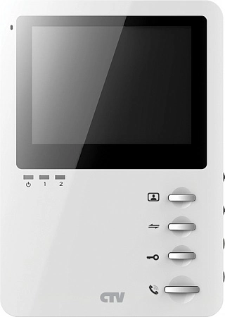 CTV - M1400M W (White) Монитор цветного видеодомофона, 4&quot;, Hands free, память на 250 изображений, накладное крепление, встр. ист пит, подкл до 2 выз. панелей и 4 мониторов, уникальный дизайн