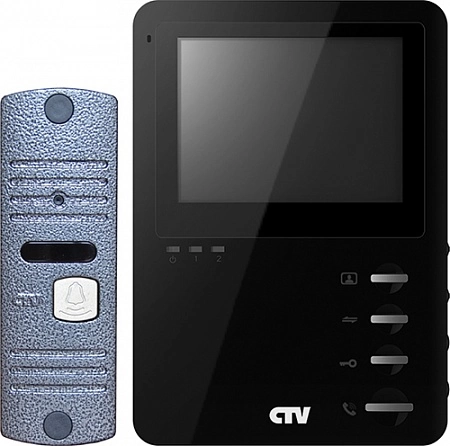 CTV-DP1400M B (Black/Silver) Комплект цветного видеодомофона (4&quot;), в составе: панель CTV-D10NG S, монитор CTV-M1400M B