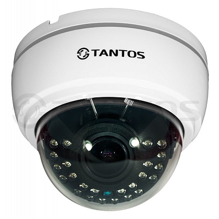 Tantos TSc-Di720pHDv (2.8-12) 1Mp Внутренняя купольная мультиформатная 4в1 видеокамера 720P «День/Ночь», 1/3&quot; Aptina Progressive CMOS Sensor, разрешение 1Mp (1280x720) 30 к/с, чувствительность: Цвет: 0.05 Люкс, 0 Люкс с ИК, механический ИК-фильтр